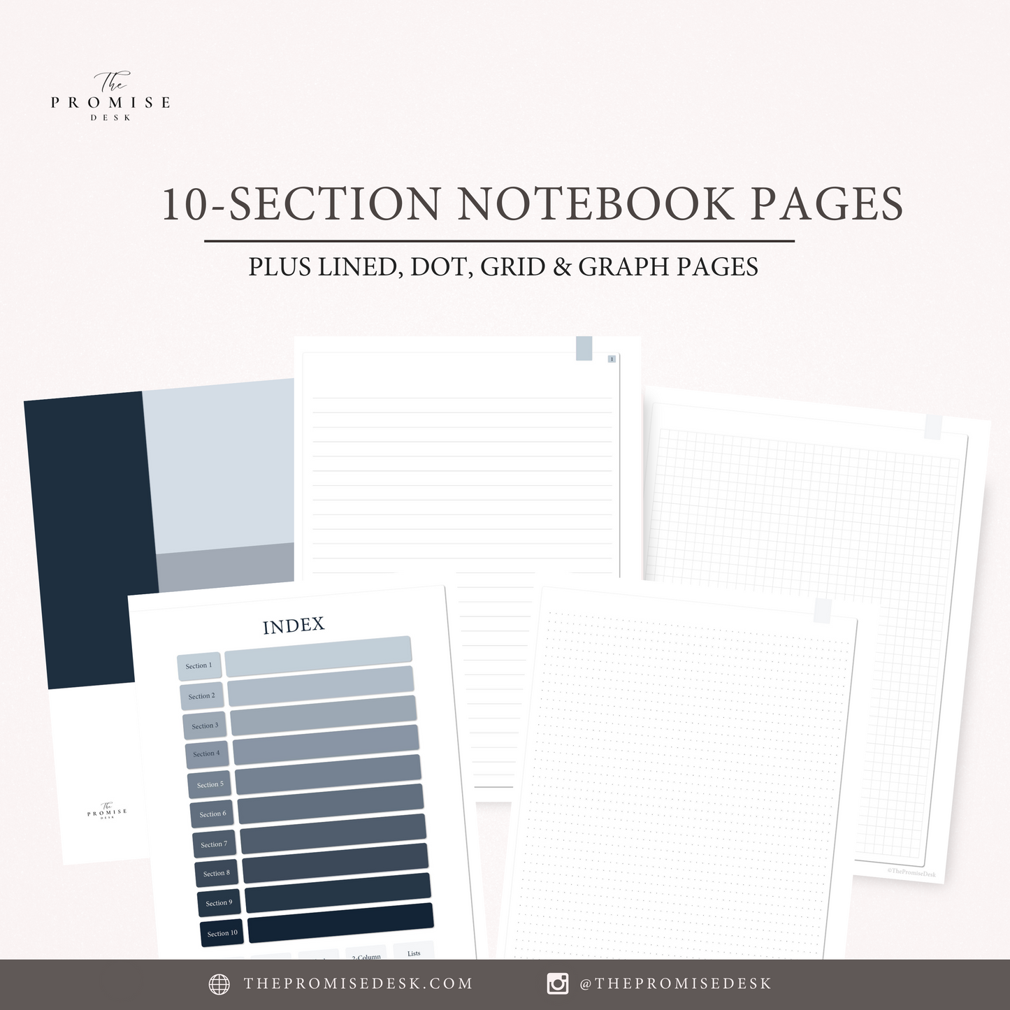 10-Section Blank Digital Notebook + BONUS Planner Templates