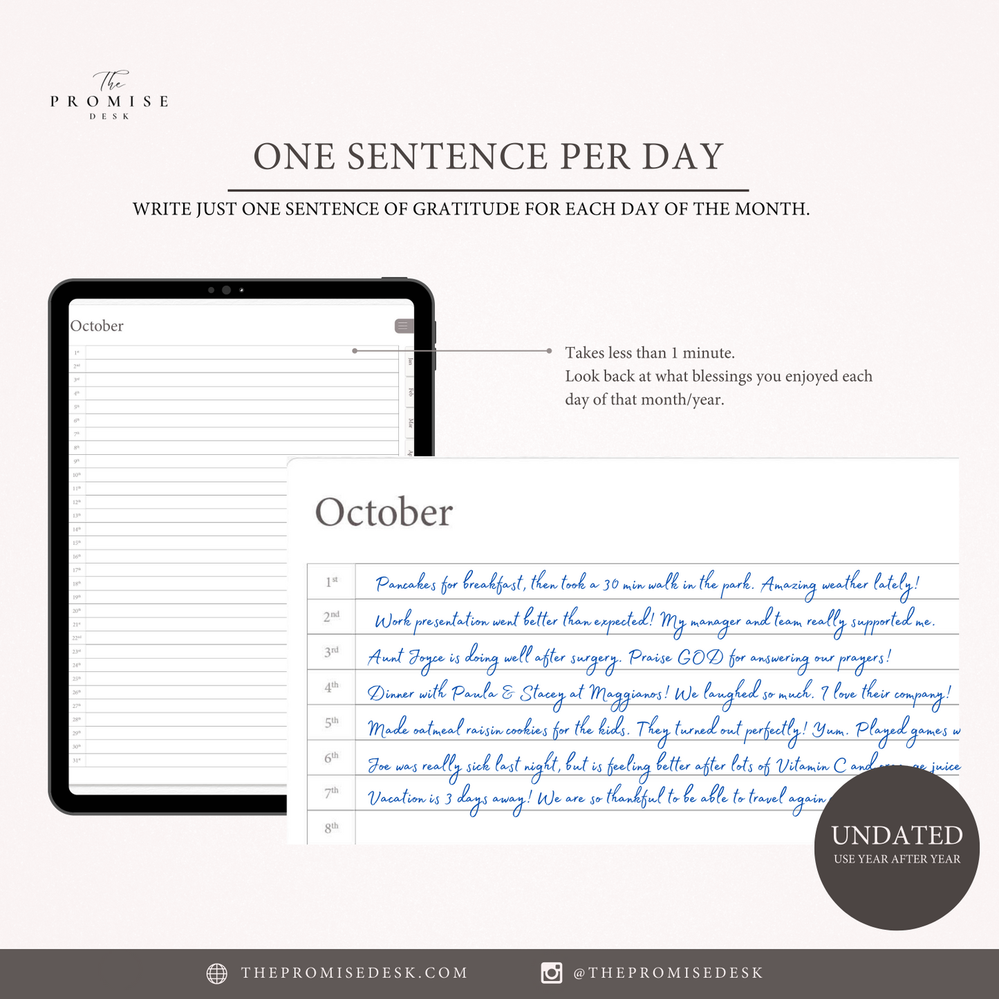 Digital One Sentence Gratitude Journal